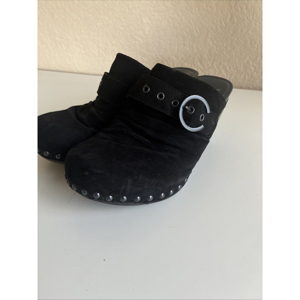 Dansko Shoes Womens 8.5 EU 39 Nadine Clogs Heel Black Suede Studded Mule - Picture 5 of 9